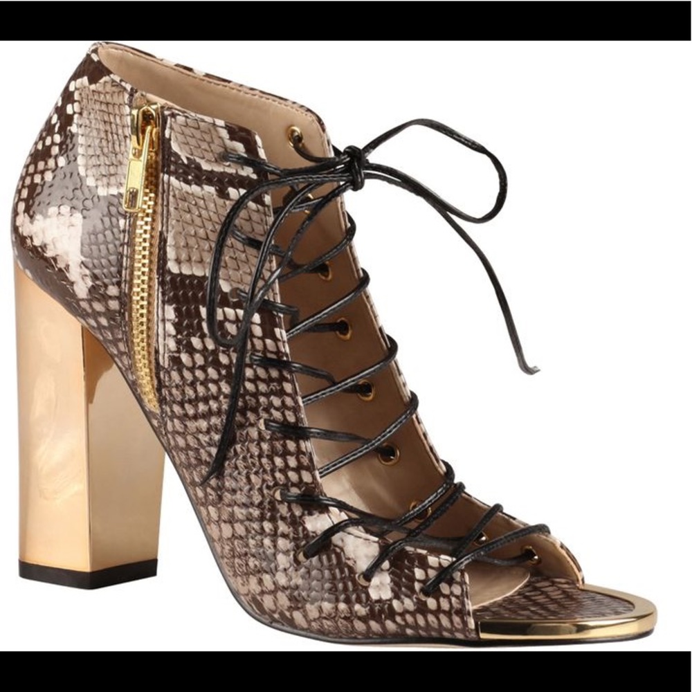 Aldo Shoes Cori lace-up snakeskin print heels